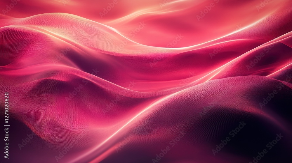 Fototapeta premium Abstract red and pink flowing fabric texture background.