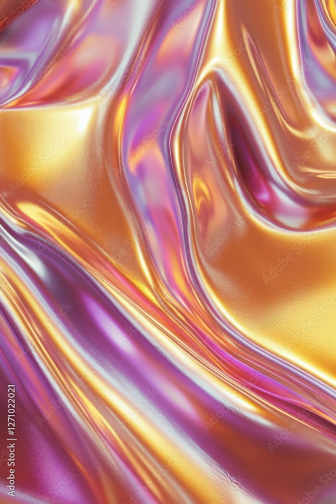 Fototapeta premium Abstract iridescent gold and pink liquid flowing texture background.