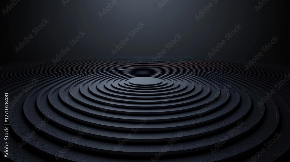 Abstract Dark Circular Platform with Geometric Pattern Abstract Dark Circular Platform with Geometric Pattern