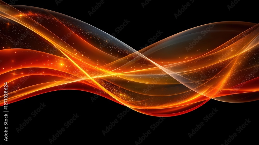 Obraz premium Orange and yellow waves gently flowing against a dark black background in abstract design