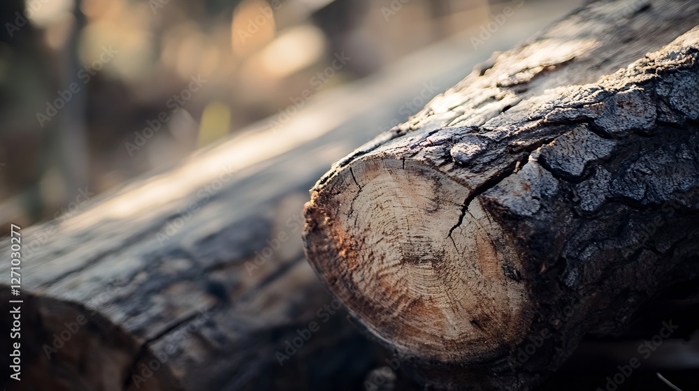 Close up view of a rustic wooden log with intricate bark detail and natural texture out in nature : Generative AI Close up view of a rustic wooden log with intricate bark detail and natural texture out in nature : Generative AI