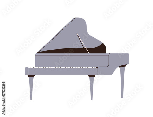 Grand piano with open raised lid. Elegant big large classical music instrumen...