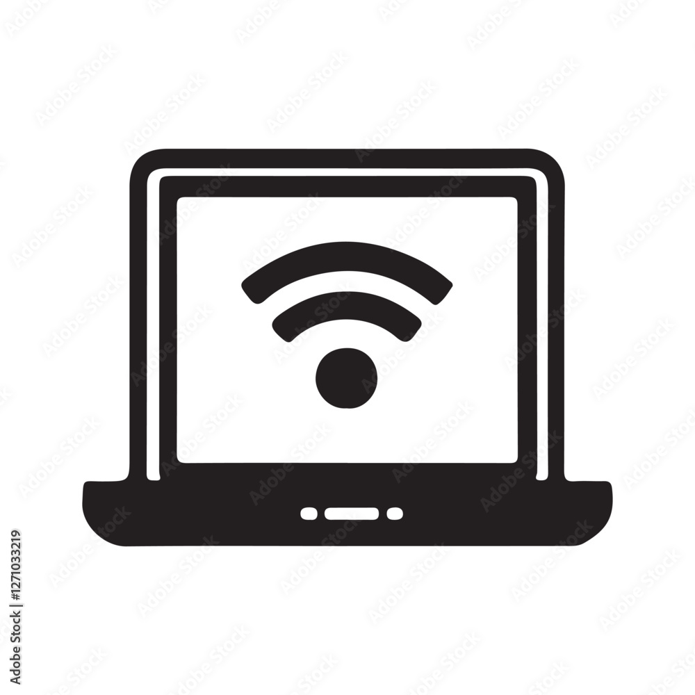 Laptop with Wi-Fi Icon for Wireless Internet Connection and Technology Laptop with Wi-Fi Icon for Wireless Internet Connection and Technology