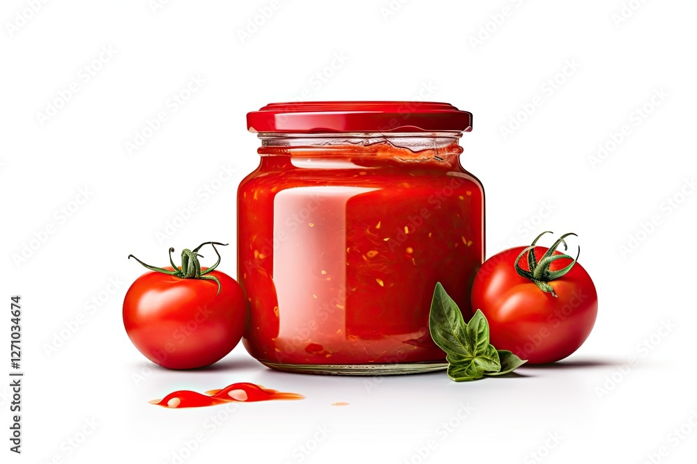 Tomato paste jar on white background Tomato paste jar on white background