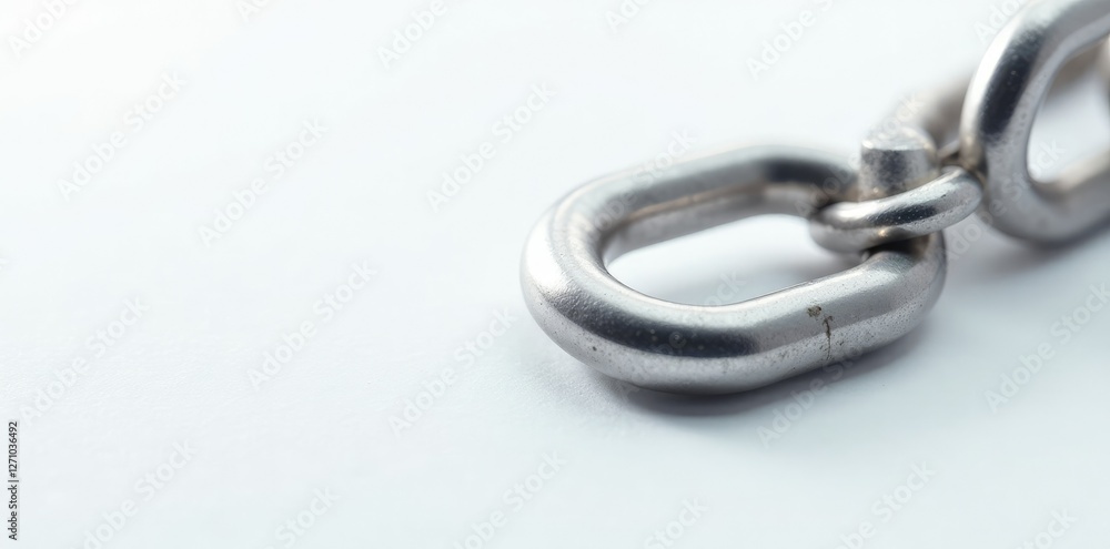 Obraz premium White surface with a single chain link exposed, single, isolated