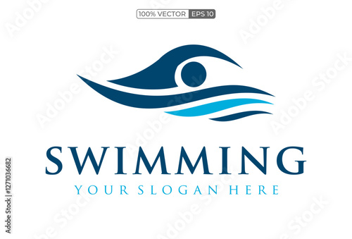 swimming logo icon vector illustration, logo design template