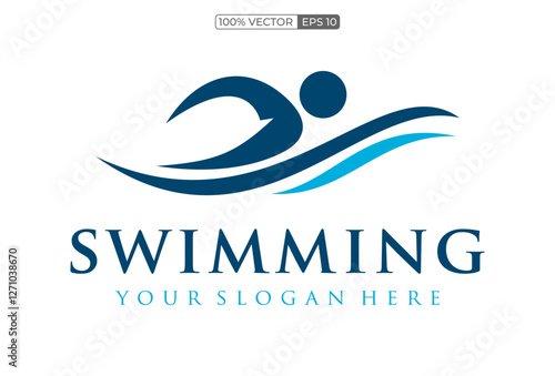 swimming logo icon , logo design template vector illustration