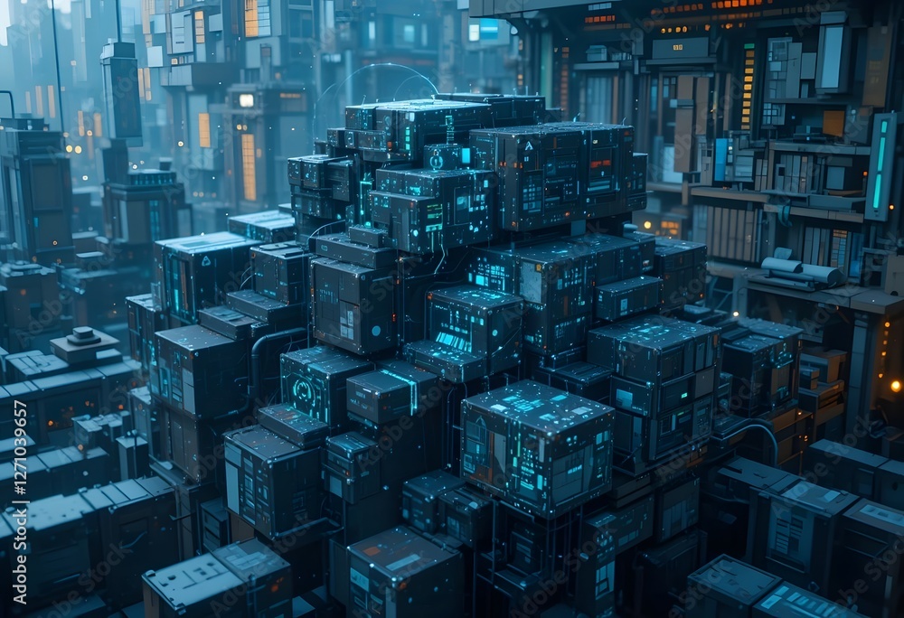 Obraz premium Big Data Structure. Blocks Concept 