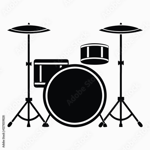 Drum Silhouette Collection Black Music Instrument Set