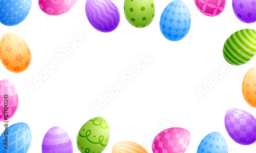 Easter background, Easter egg frame, eggs border, copy space