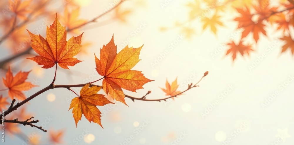 Hazels leaves and branches against white background with golden highlights, hazel, foliage
