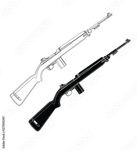 Black and White US Army Rifle M1 Carbine