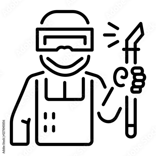 A linear style icon of a welder