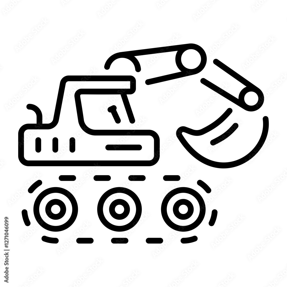 Excavator icon in linear style Excavator icon in linear style