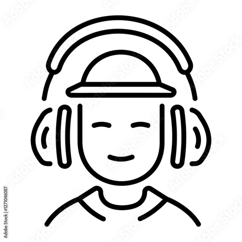 Safety headphones icon in linear style 