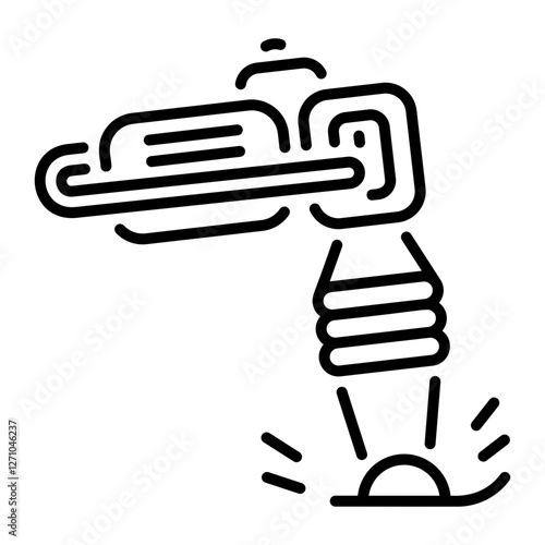 Tamping rammer icon in line style 