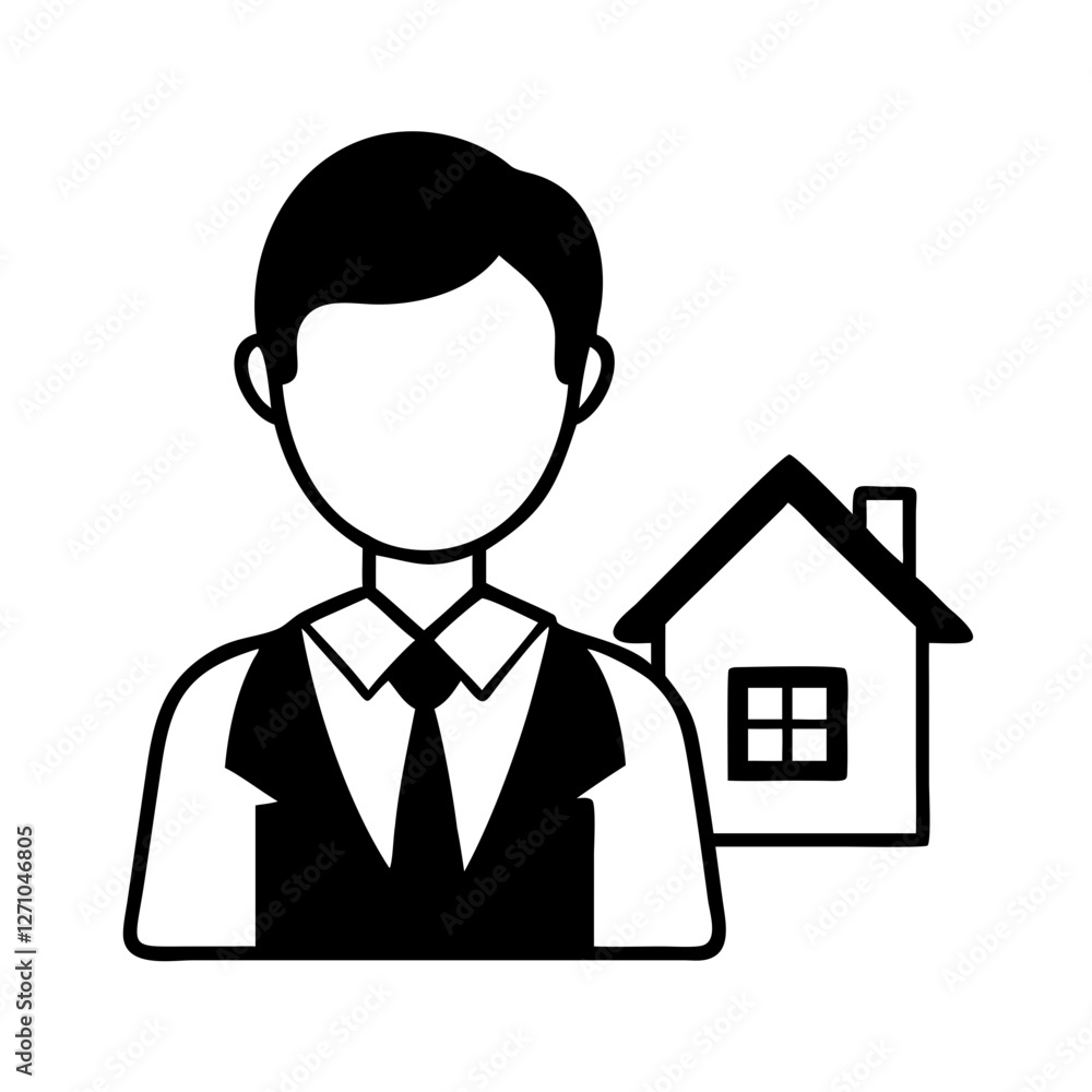 Businessman icon with house representing real estate agent profession Businessman icon with house representing real estate agent profession