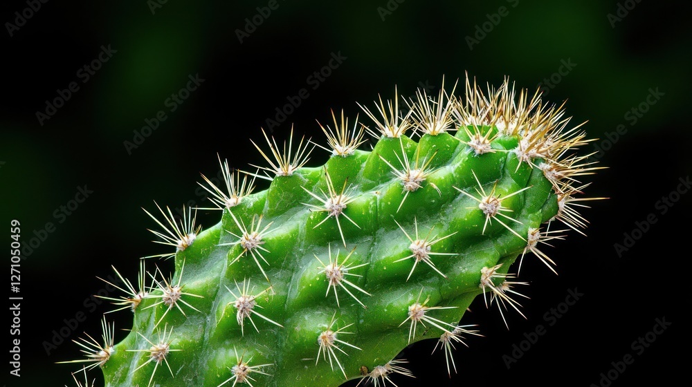 Close-Up of a Green Cactus with Sharp Spines Against a Dark Background Close-Up of a Green Cactus with Sharp Spines Against a Dark Background