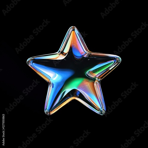 A glass star sign icon illustration iridescent decorative.