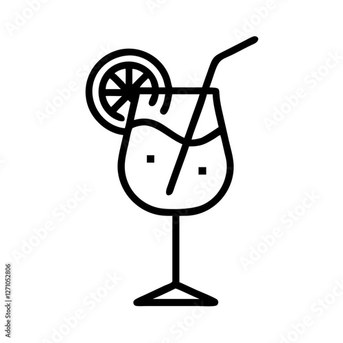 Aperol Spritz Icon in Minimalist Line Art Style