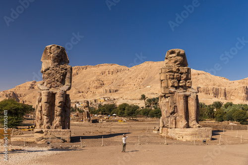 Famous two Colossi of Memnon near Luxor, Egypt photo