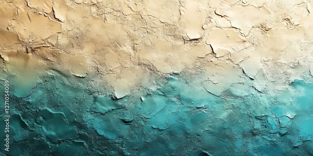 Naklejka premium Beige and Teal Gradient with a Grainy Texture, Generative AI