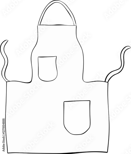 Graphic line White Blank Kitchen working Apron Vector illustration of Clothing Uniform