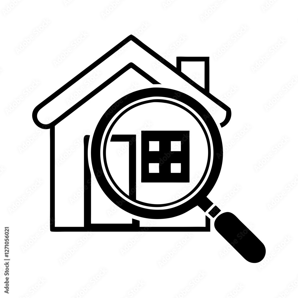 Property search icon featuring house and magnifying glass for real estate discovery
Property search icon featuring house and magnifying glass for real estate discovery