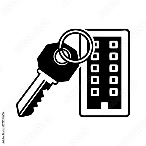 Real estate key icon representing access to apartments and houses
