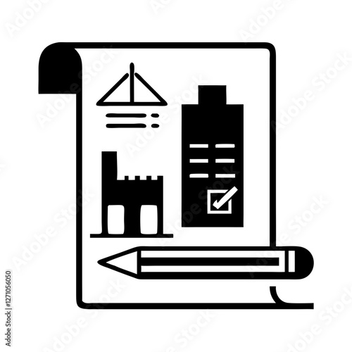 Building permit icon representing construction documentation and planning
