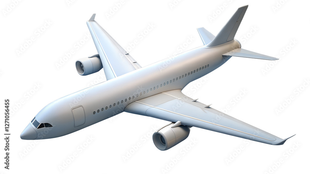 3D white airplane no background in PNG format. 3D white airplane no background in PNG format.