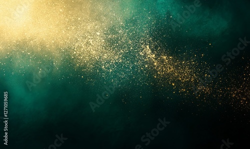 Emerald and Gold Gradient Background with a Grainy Texture, Generative AI
