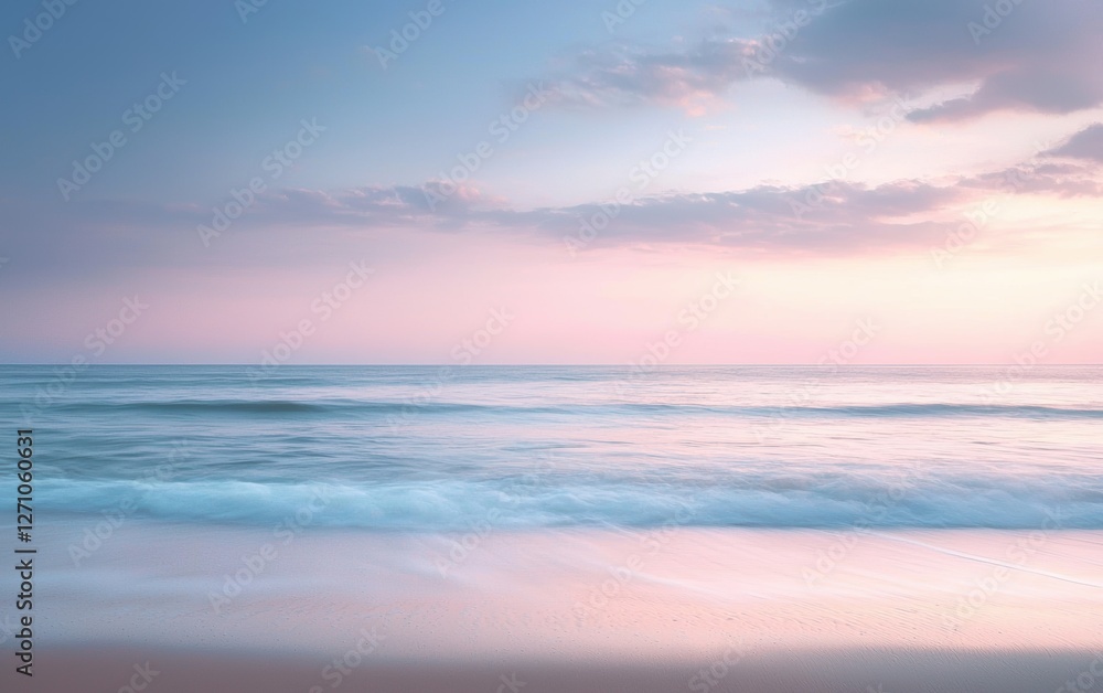 Obraz premium Tranquil morning at sea with soft pastel colors in the sky