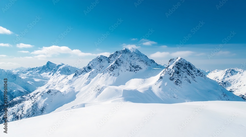 Obraz premium Majestic snowcapped mountains under a clear blue sky showcasing the beauty of winter landscapes : Generative AI