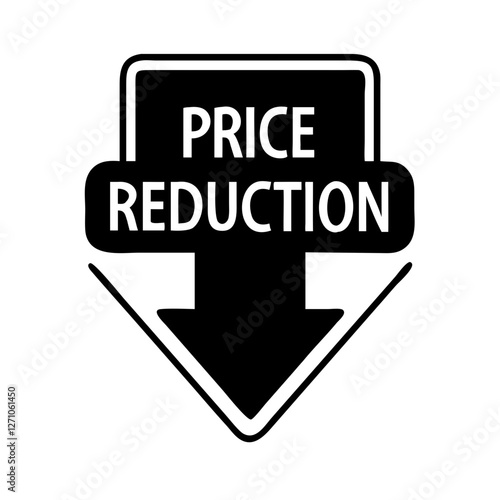 Price reduction sign icon featuring downward arrow for sales and discounts