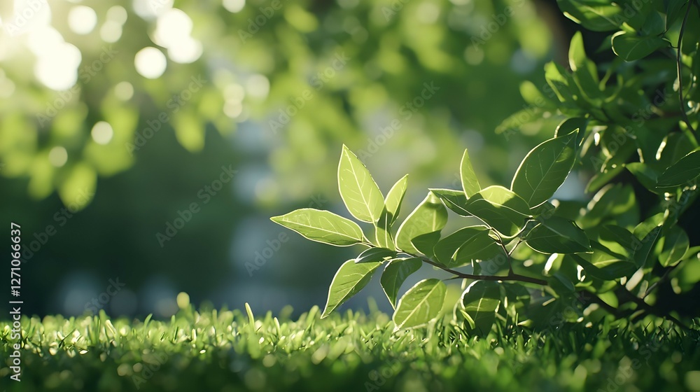 Obraz premium Close Up of Lush Green Leaves in Sunlight