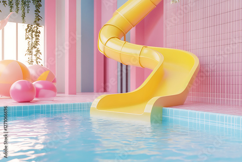 Wallpaper Mural swimming pool animation with slide Torontodigital.ca