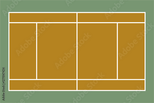 "Volleyball Court Illustration - Sports Field Design with Net and Lines