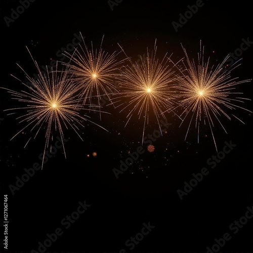 Wallpaper Mural Fireworks with a black background and a black background with gold sparklers Torontodigital.ca