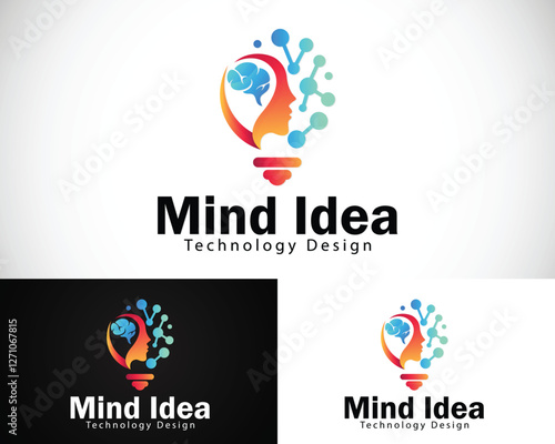 bulb logo creative health mind design concept smart technology molecule connect genetics