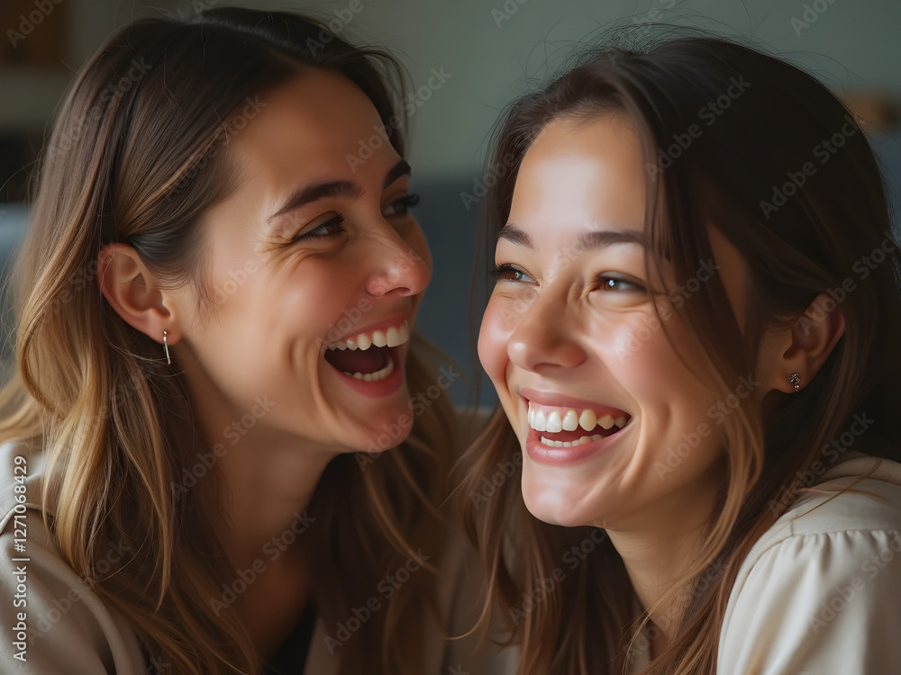 Laughter and Joy Between Best Friends: A heartwarming close-up of two best friends sharing a moment of laughter and joy, their faces filled with happiness and connection. Laughter and Joy Between Best Friends: A heartwarming close-up of two best friends sharing a moment of laughter and joy, their faces filled with happiness and connection.