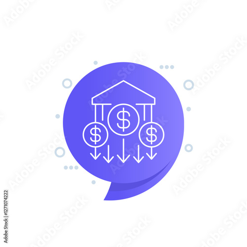 bank deposits drain line icon, vector