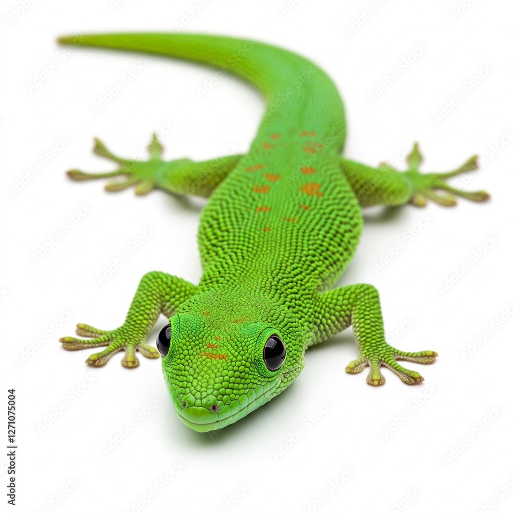Fototapeta premium green lizard on a white background
