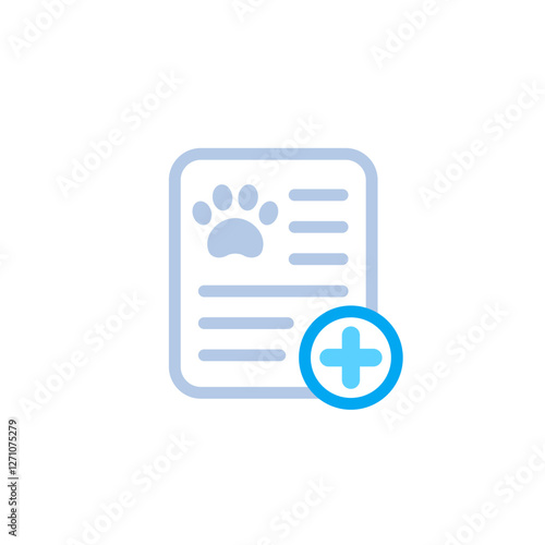 pet medical report, record icon on white
