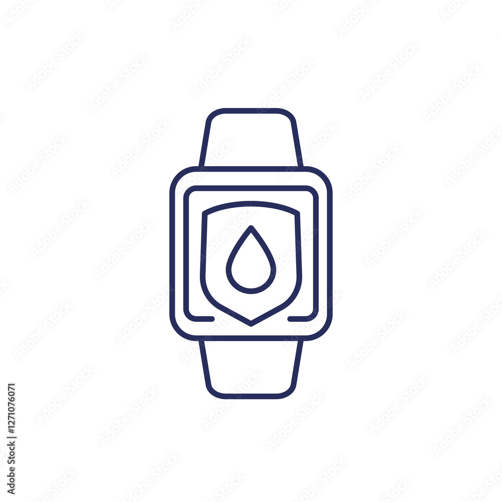 waterproof smart watch line icon on white waterproof smart watch line icon on white