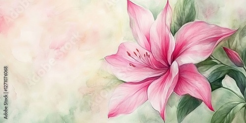 Dreamy Watercolor Lily A Pastel Pink Bloom with Delicate Petals on a Serene Background
