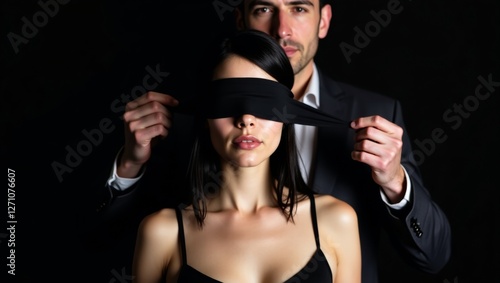 Wallpaper Mural Tying the blindfold  dramatic portrait of intrigue Torontodigital.ca