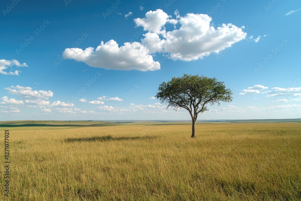A lone tree in a wide-open prairie field under a clear blue sky. The landscape is serene and vast, with no signs of civilization. A lone tree in a wide-open prairie field under a clear blue sky. The landscape is serene and vast, with no signs of civilization.