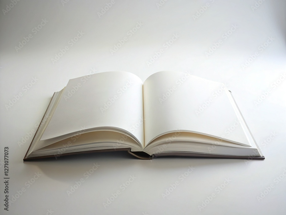 Blank Book Page Open on White Background - Stock Photo for Writers, Authors, and Designers Blank Book Page Open on White Background - Stock Photo for Writers, Authors, and Designers