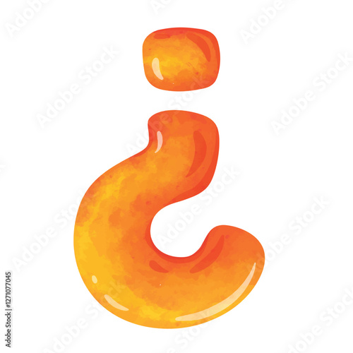Reversed question mark, upside down question mark illustration vector, hand drawn watercolor painting style
